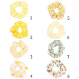 Women Lady Female Flower Hair Accessories LatticePrint Elastic Hairs Ties Yellow Scrunchies Hair Rope Girls Headwear