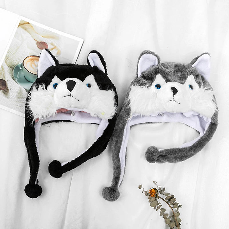 Cute Wolf Plush Hat Cute Windproof Warm Hat Dress Up Winter Ear Protect Hat Gift Winter Beanie Hat for Boy Girl Adult