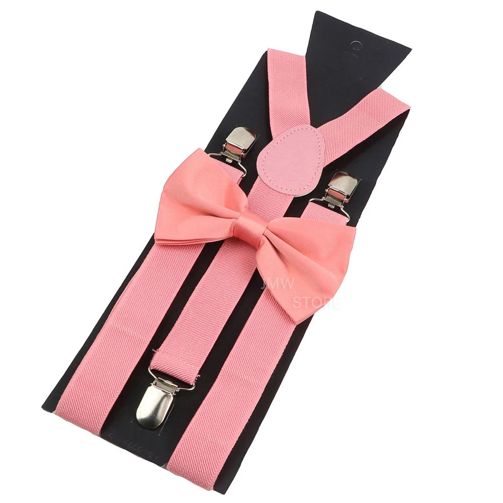 Elastic Leather Suspenders Bowtie Set Braces Men Women Sage Green Adjustable Braces Straps For Wedding Y-Back Shirt Accessories