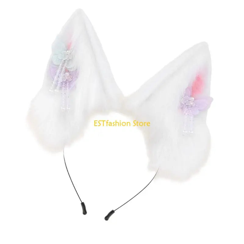 Y5GC Bendable Cats Ear Hairband Plush Animal Ear Hairband For Anime Enthusiasts Roleplay and Halloween Party DressingUp Props