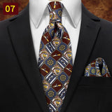 MUGIVALA 9CM Retro business banquet suit paisley vintage pattern tie pocket square set