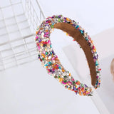 Women Headband Artificial Crystal Embellished Wide Band Headwear Elastic Anti-slip Luxury Fashion Ladies Hair Hoop Accessories 