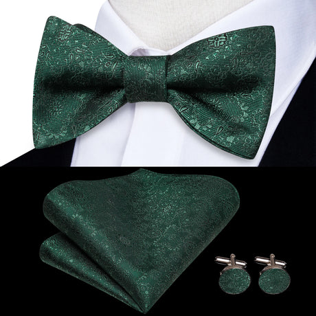 Dropshipping Jacquard Silk Mens Self Bow Tie Hanky Cufflinks Set Male Butterfly Knot Bowtie Wholesale for Male Wedding Business