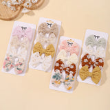 4Pcs/Set Sweet Hair Bows Hair Clip Children Lovely Bowknot Hair Pins for Baby Girls Hair Accessories Print Hollow Hairgripe Gift