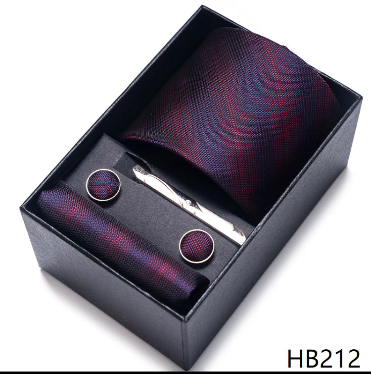 Tie For Men Brand New Style Wedding Gift Tie Pocket Squares Set Necktie Box Men Black Suit Accessories