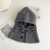 Winter Balaclava Hats For Men&Women Unisex Knitted Hooded Caps Outdoor Warmer Drawstring Hats One-Piece Neck Collar Beanies Cap