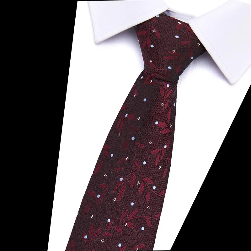 2023 New Design Wholesale 7.5 cm Jacquard Tie Red Men Floral Suit Accessories Fit Formal Party