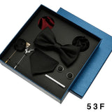 Tie Pocket Square Set Box Gift For Men Women Wedding Party Business Neck Tie Cufflinks Brooch Handky Solid Color Wholesale