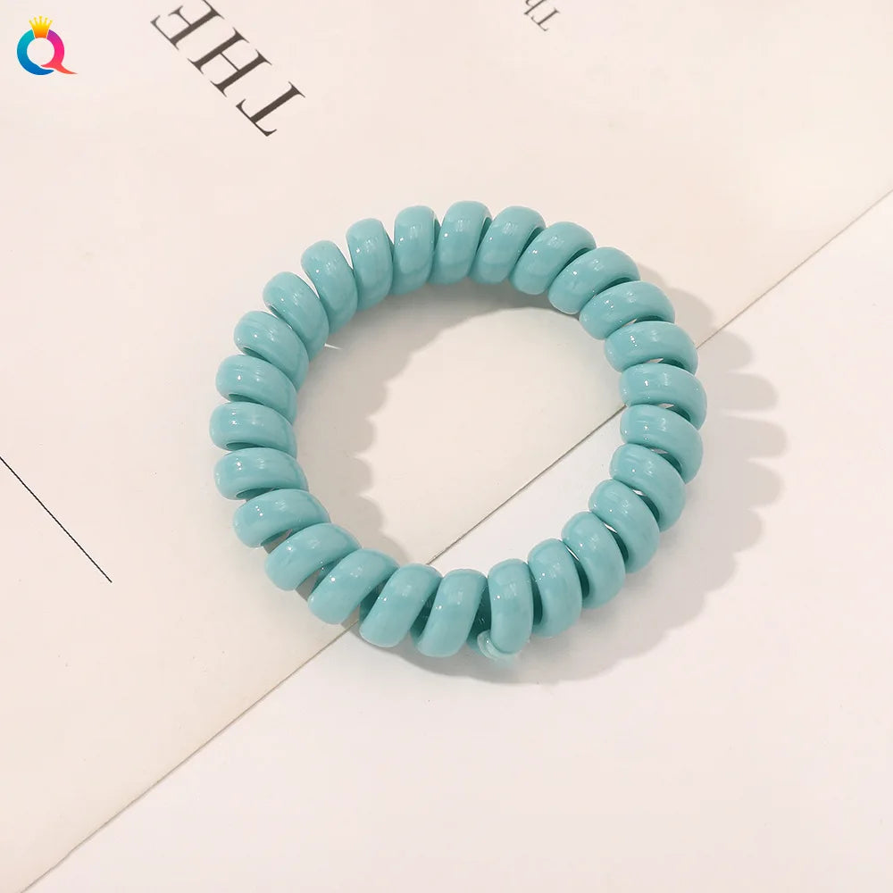 High Elasticity Telephone Coil Hairbands Women Spiral Hair Ties Girls Hair Rings Rope Solid Color Hair Accessories Gum Scrunchy