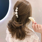 Simulated Pearl Hair Claws for Women Korean Acrylic Hair Clips Girls Large Size Barrette Shark Clip Fashion Hair Accessories