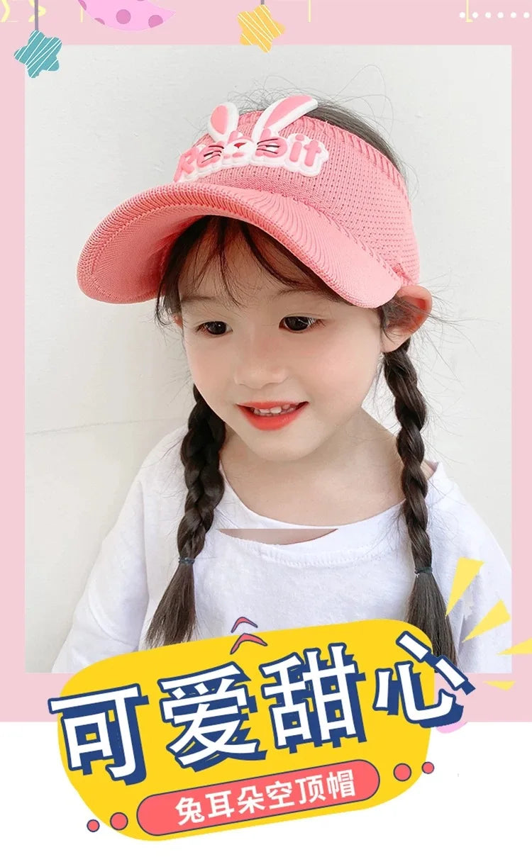 2023 New Kids Sun Hats Children Summer Visors Cute Rabbit Wings Bunny Hat Summer Hat for Kids Boys Girls Hats 3-12years Old