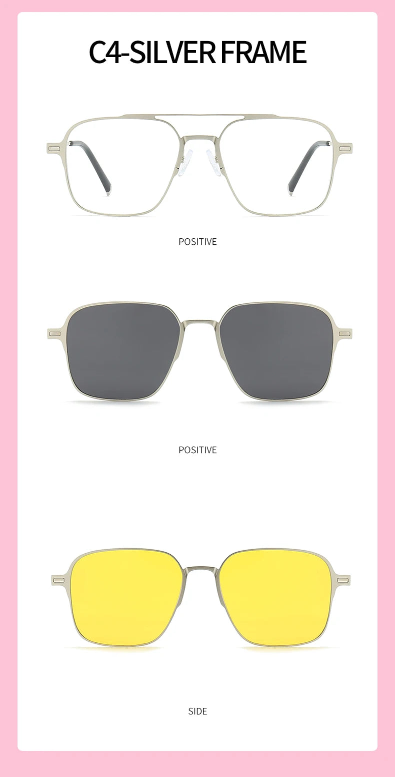Titanium 3 In 1 New Trend Magnet Glasses Frame With Clip On Glasses Polarized Sunglasses For Men Women Optical Computer glasses