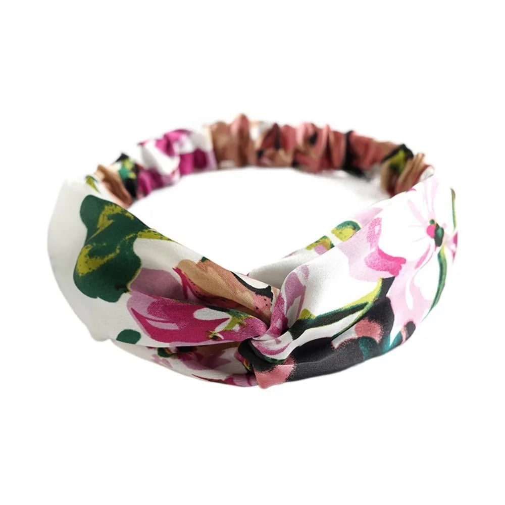 Fashion Headband Non Slip Bohemian Women Headwrap Vintage Cross Elastic Turban Headwear Print Yoga Hair Band Wide Hairband