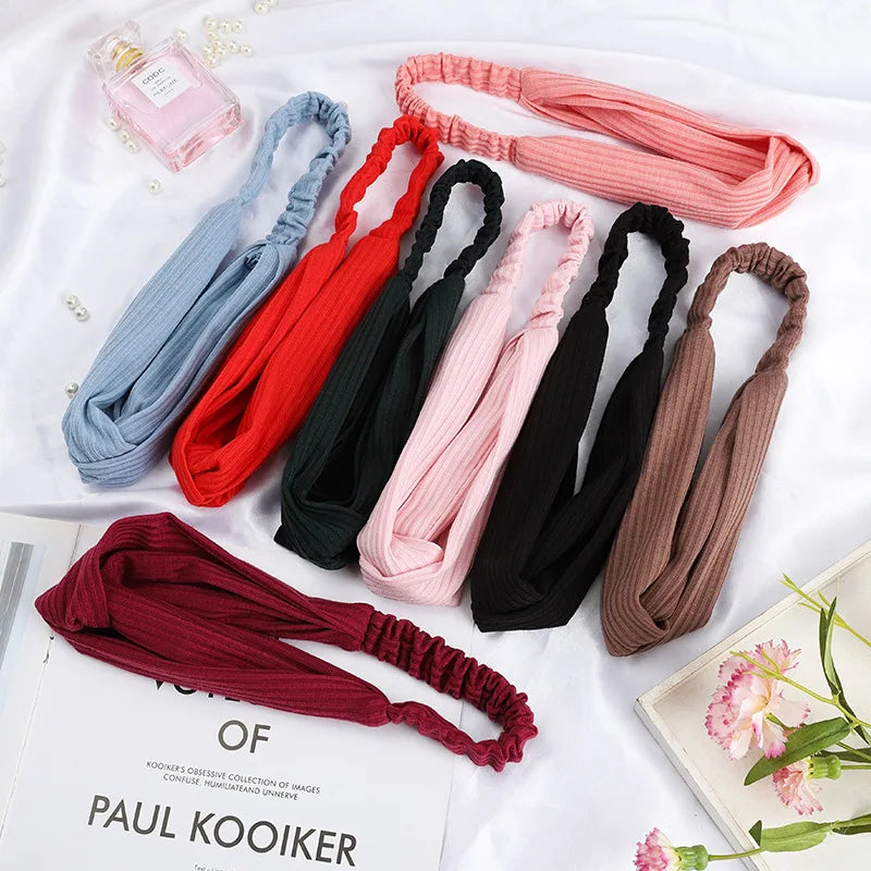 Headbands For Women Girls Top Knot Stretchy Headband Boho Twisted Criss Cross Hair Bands Knitted Cotton Turban Hair Accessories