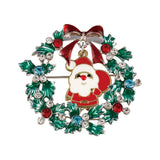 Christmas Wreath Collection Enamel Crystal Brooches With Candy Canes Bells Santa Claus Reindeer Snowman Snowflake Tree Drop