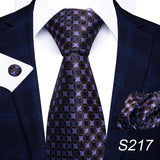 Brand Fashion 8 cm Tie For Men Woven Festive Present Tie Handkerchief Cufflink Set Necktie Shirt Accessories Red Striped