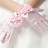 Girl's Bowknot Gloves Charming Party Wear Mittens Ceremony Communion Dress Accessories Kids Children Opera Evening Party Gloves