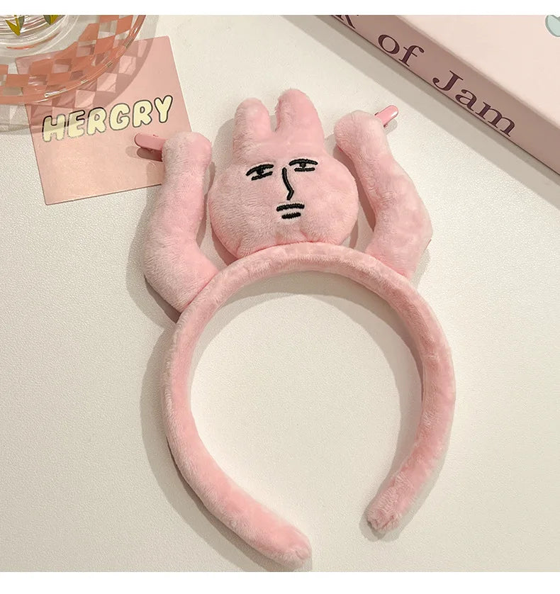 New Kawaii Pink Rabbit Banana Guinea Pig Plush Headband Creative Funny Fun Fashion Portable Cute Anime Headband for Woman Girls