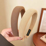 Wild Solid Color Sponge Headband for Women Fashion Girl Wash Face Wide Edge Simple Hair Band