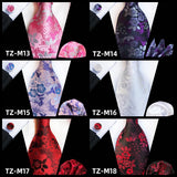 Orange Novelty Ties For Men Plaid Flower Design Silk Wedding Necktie For Men Hanky Cufflinks Gifts Business Party Suit Bow Tie