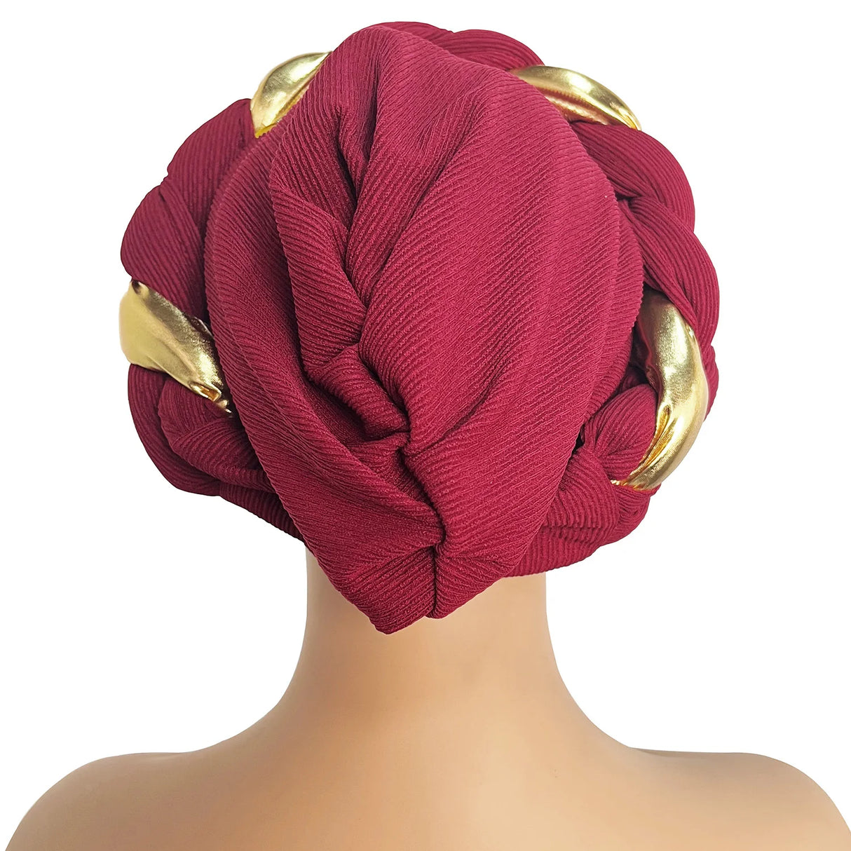 2024 New African Women Pleated Beanie Headwrap Hat Hair Accessories Arab Wrapped Muslim Hijab Turban Cap Female