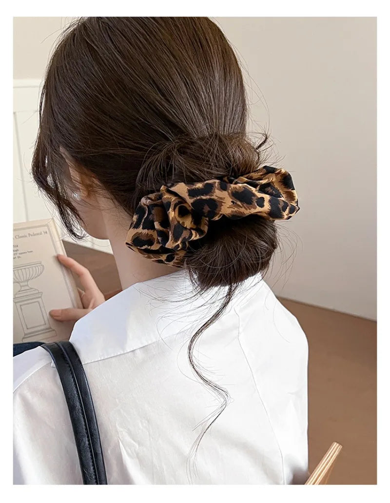 Leopard Print Scrunchies Hair Tie Hairs Rope High Elasticity Elastic Hairs Band Ponytail Holder Elegant Women Hair Accessories
