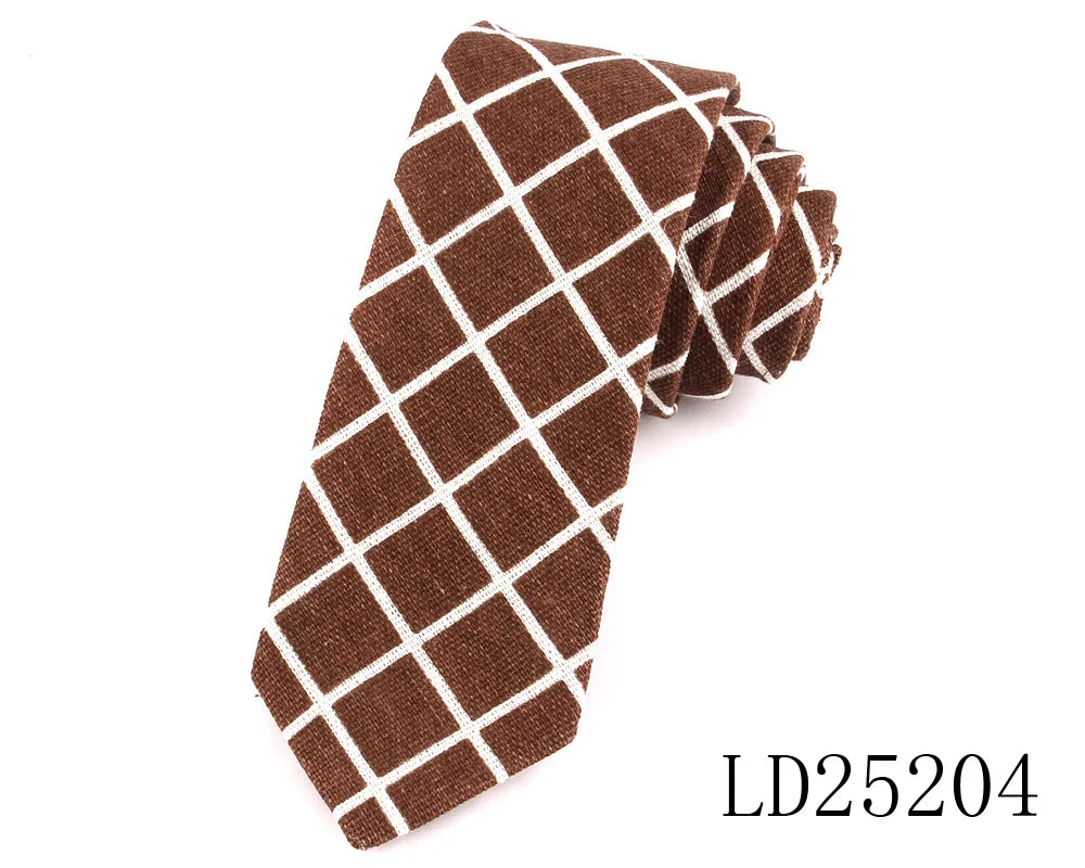 New Floral Print Necktie For Men Casual Cotton Linen Ties Plaid Slim Tie Male Suits Skinny Neck Tie For Wedding Business Gravats