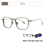 American Design Men Square Frames Handmade Retro Pure Titanium Glasses Thick Edges Business Eyeglasses Suitable for Large Faces