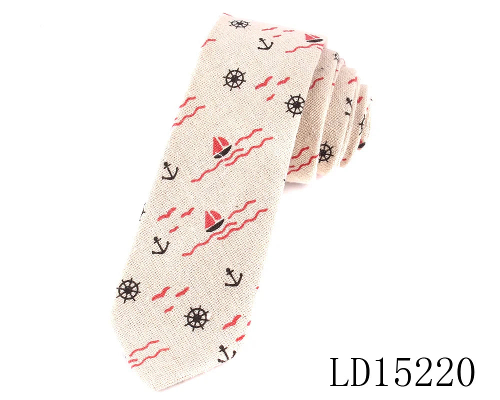 New Designer Print Ties Casual Narrow Necktie Ties for Men Hip-hop Party Floral Cotton Skinny Tie Cravat