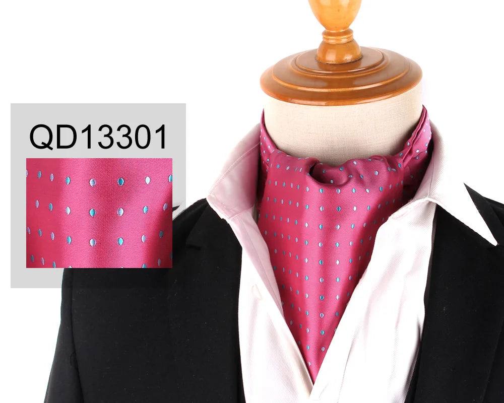 Ascot Tie Cravat Luxury Mens dots Neck Tie Self Tie  for Men Wedding Necktie