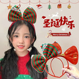 Navidad Bows Elastic Headbands for Adult Children's Hair Accessories Happy Christmas New Year Party Merry  Xmas Headdress Supply
