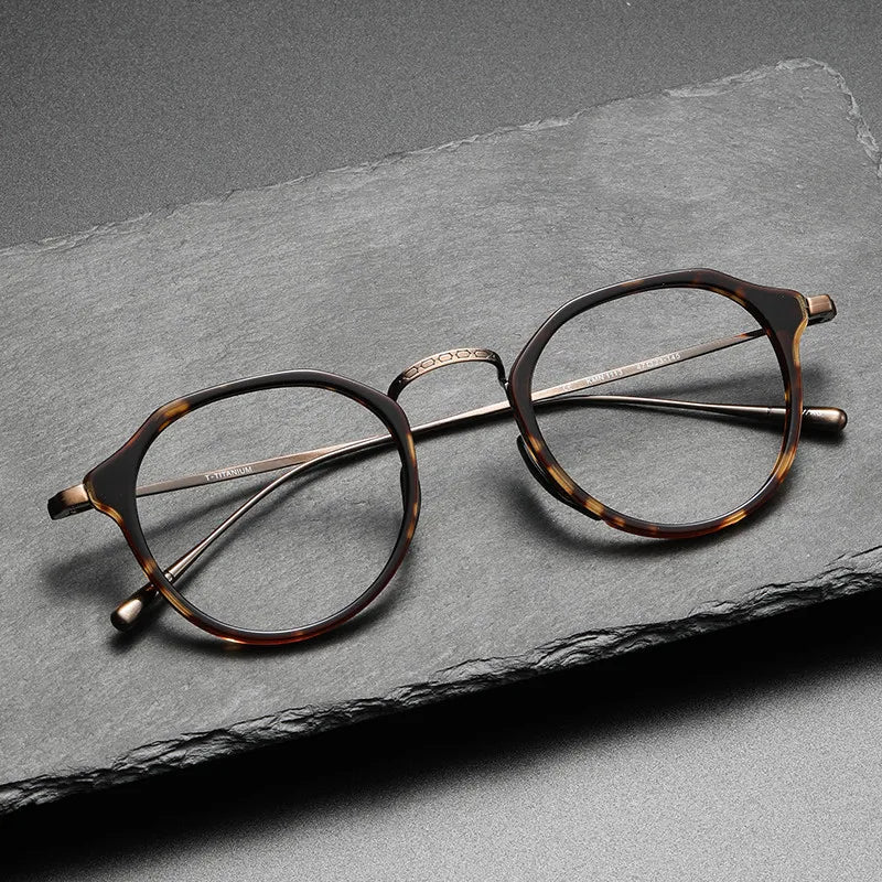 2025 New INS Men's Ultra Light Pure Titanium Glasses Frame Fashion Trend Women's Anti Blue Light Glasses Polygonal Prescription