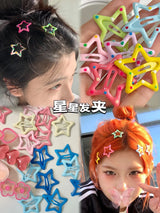KYDZSW 10Pcs Children Cute Colors Geometric Stars Ornament Hair Clips Girls Lovely Sweet Hairpins Kid Hair Accessories