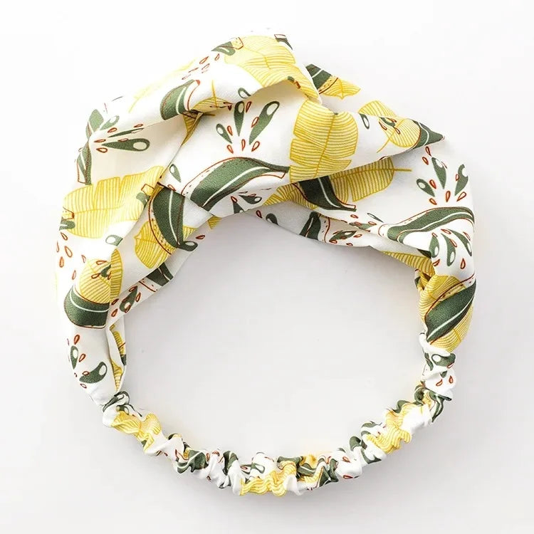 Clearance Fresh Colorful Turban Headbands Women Spring Summer Chiffon Headband Head Wrap Wide Lattice Hairband Hair Accessories
