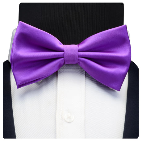 GUSLESON Silk Solid Pre-tied Bow Tie for Men Purple Black Yellow Double Fold Bow ties Waterproof Wedding Business Bowtie