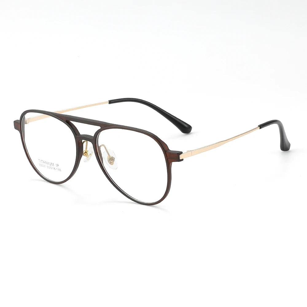 3 In 1 Pure Titanium Women Double Beam Glasses Frame With Polarized Clip On Sunglasses And Night Vision Men Half Rim Eyewear