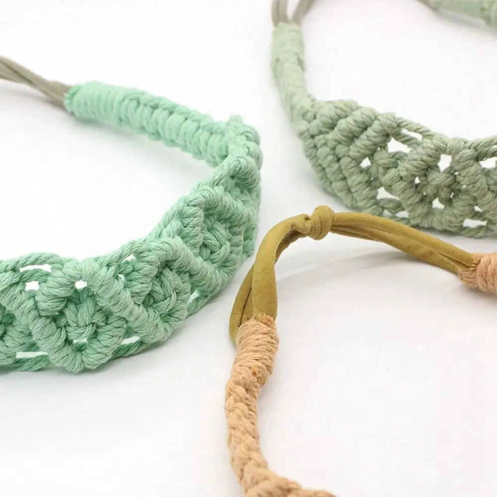 Style Elastic Hair Band Braided Rope Headwrap Turban Women Hair Scarf Macrame Hair Band Bohemian Headband Crochet Bandana