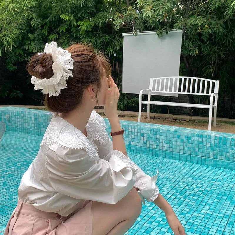 Oversized Lace Hair Scrunchie Elastic Ponytail Holder Elastic Hair Accessories