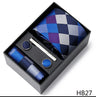 Gravatas For Men Newest design Silk Tie Handkerchief Cufflink Set Necktie Box Striped Blue Office