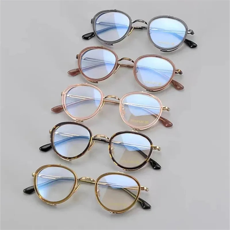 Exquisite Titanium Handmade Glasses Frame Mens Women Retro Square Spectacle Frames Eyeglasses Japanese Design Oval Round Eyewear