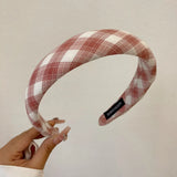 Fashion Vintage Elastic Hair Band Lattice Print Sponge Headband Womens Girl Wide Side Hairband Hair Hoop Female Hair Accessories