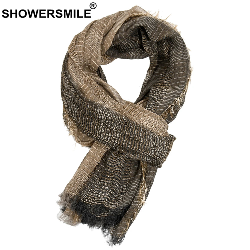 SHOWERSMILE Scarf Men Autumn Winter British Style Mens Scarves Patchwork Khaki Black Gray Navy Male Scarf 180cm*110cm