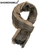 SHOWERSMILE Scarf Men Autumn Winter British Style Mens Scarves Patchwork Khaki Black Gray Navy Male Scarf 180cm*110cm