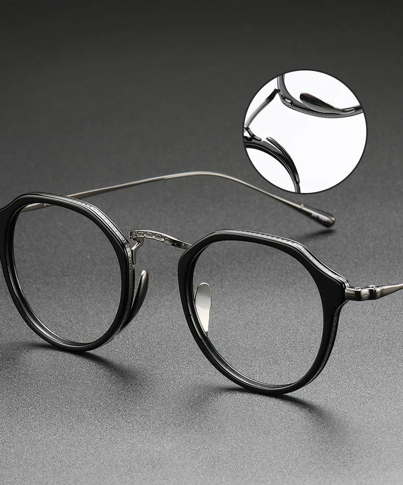 2025 New INS Men's Ultra Light Pure Titanium Glasses Frame Fashion Trend Women's Anti Blue Light Glasses Polygonal Prescription
