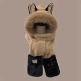 Winter new Firefox ears warm furry skiing scarf gloves one-piece hat children