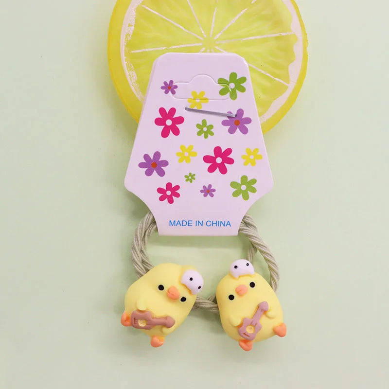 2 Pcs Lovely Little Chicken Children Elastics Hair Bands Hairpins Hair Clips Headwear Barrette Baby Girls Kids Hair Accessories