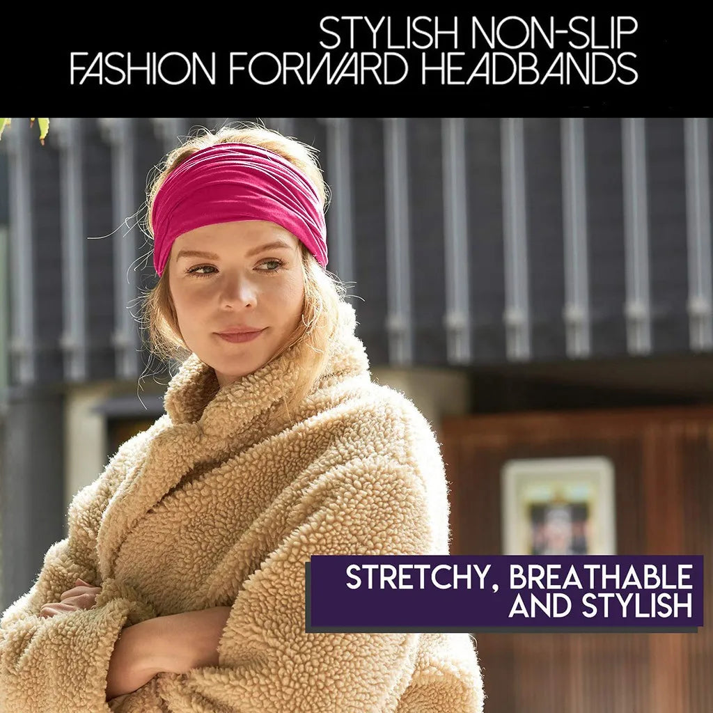 Wide Elastic Headband Hairband Pilates Yoga Fitness Running Cycling Sweatband Turban Makeup Hair Hoop Makeup Headwrap For Women