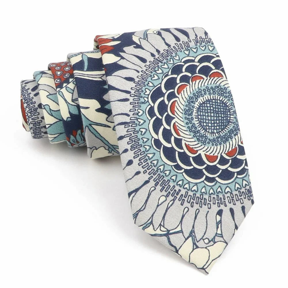 New Men's Floral Neck Ties Casual Cotton Slim Tie Skinny Wedding Party Suit Collar Flower Neckties Gravata Accessories Gift