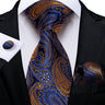 2023 New Blue Ties for Men Luxury Paisley Striped Check Silk Polyester Men's Wedding Party Necktie Accessories Handkerchief Gift