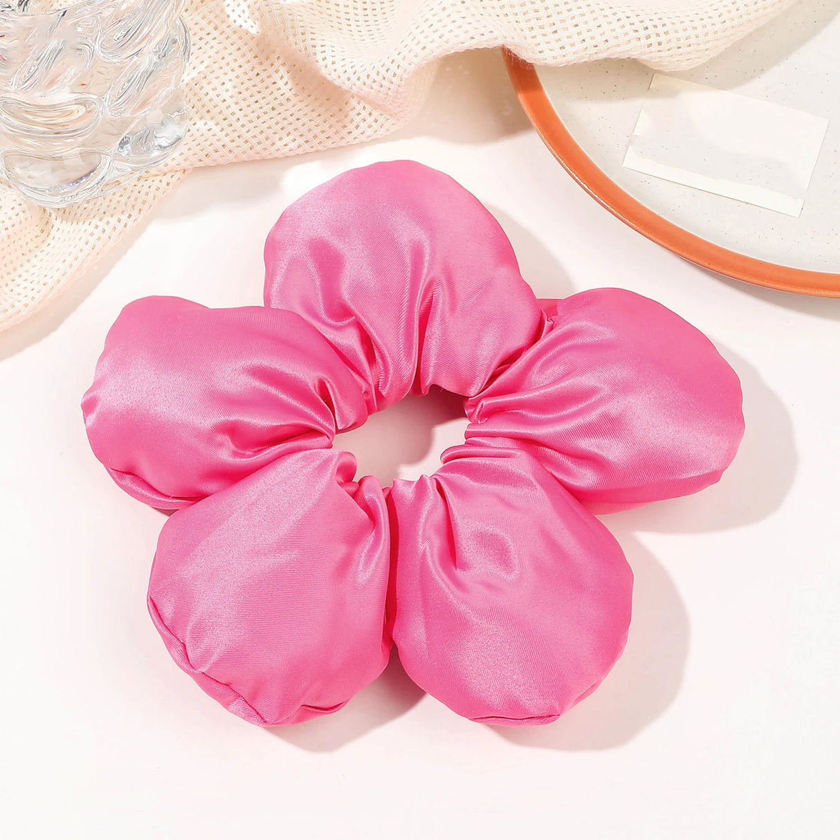 Extra Large Flower Elastic Hair Tie For Women Solid Color Rubber Bands Headband Scrunchie Ponytail Holder Hair Accessories